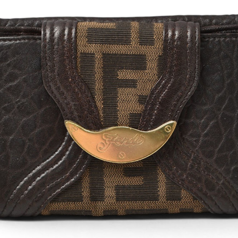Fendi Wallet, FENDI Bi-fold Wallet 8M0160, Zucca Pattern, Brown Canvas Leathe...